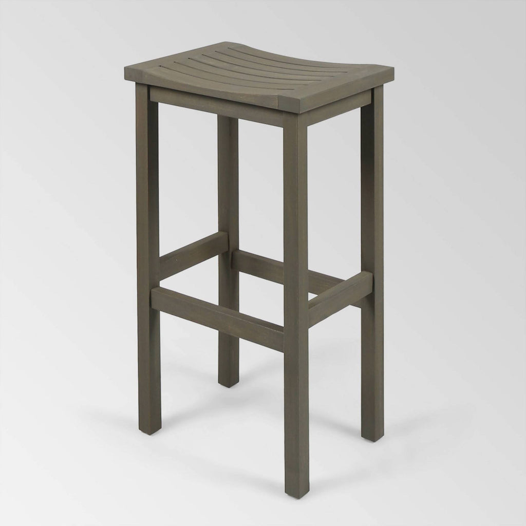 Gray Acacia Wood Outdoor Bar Stool Set of 4 X3788
