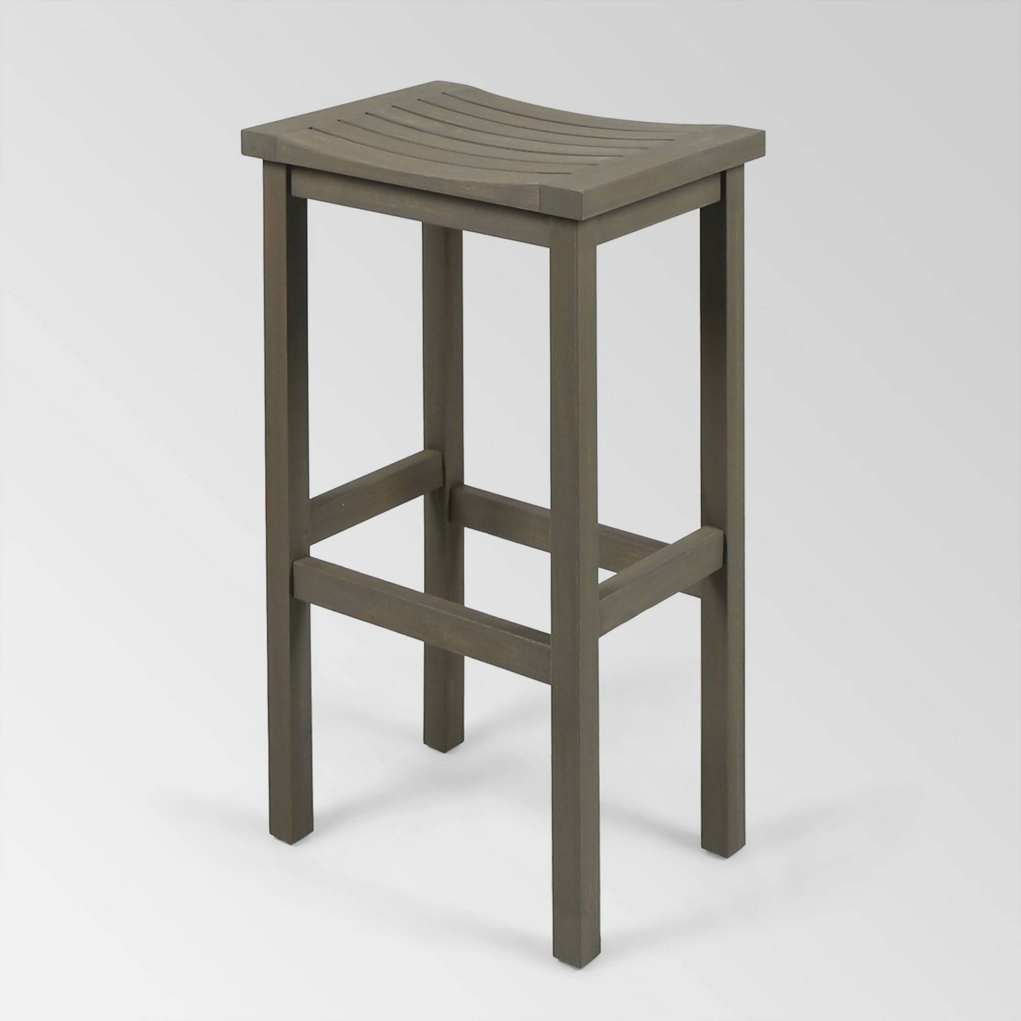 Gray Acacia Wood Outdoor Bar Stool Set of 4 X3788