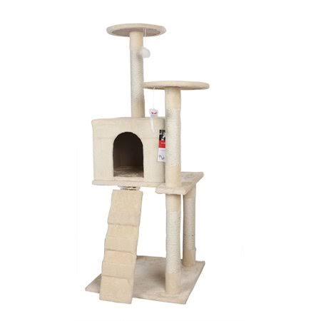 Beige Cat Tree Condo Scratching Post Cat Furniture Pet House D849