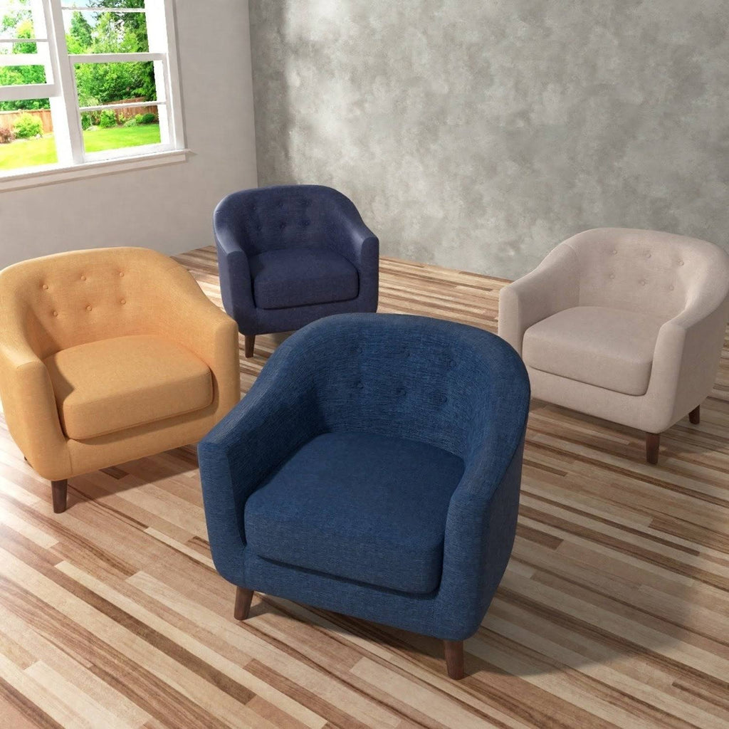 Light Blue Fabric Barrel Club Chair H61568