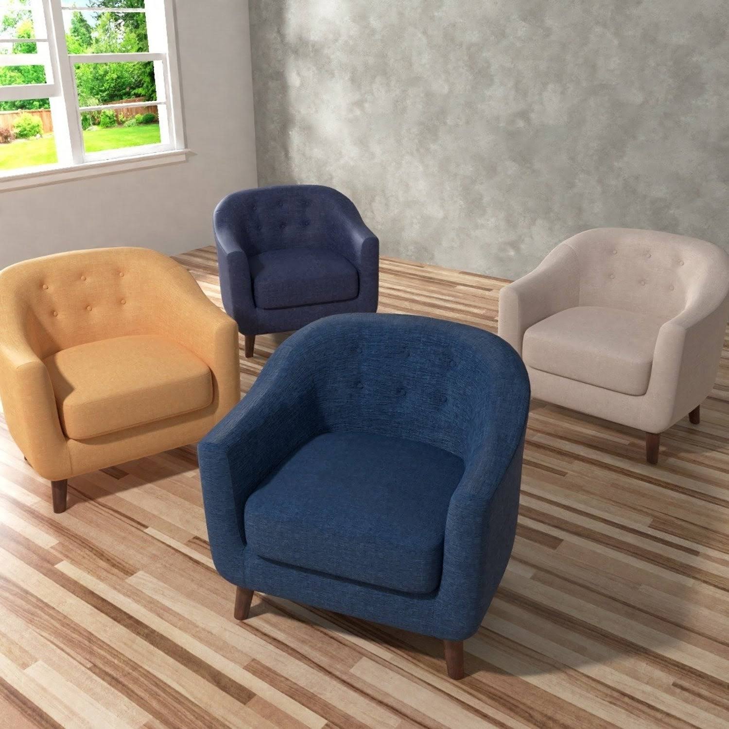 Light Blue Fabric Barrel Club Chair H61568
