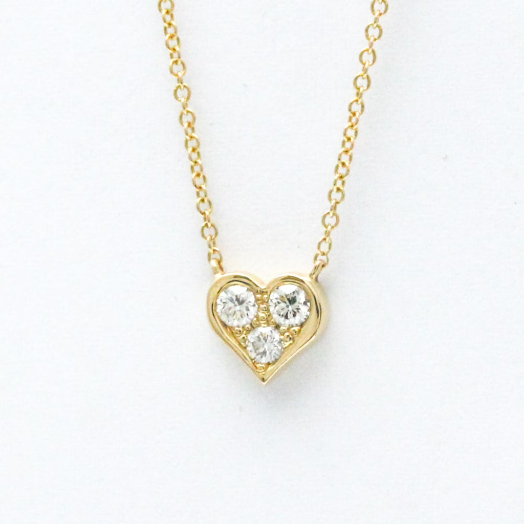 18K Yellow Gold Diamond Heart Pendant Necklace P6064