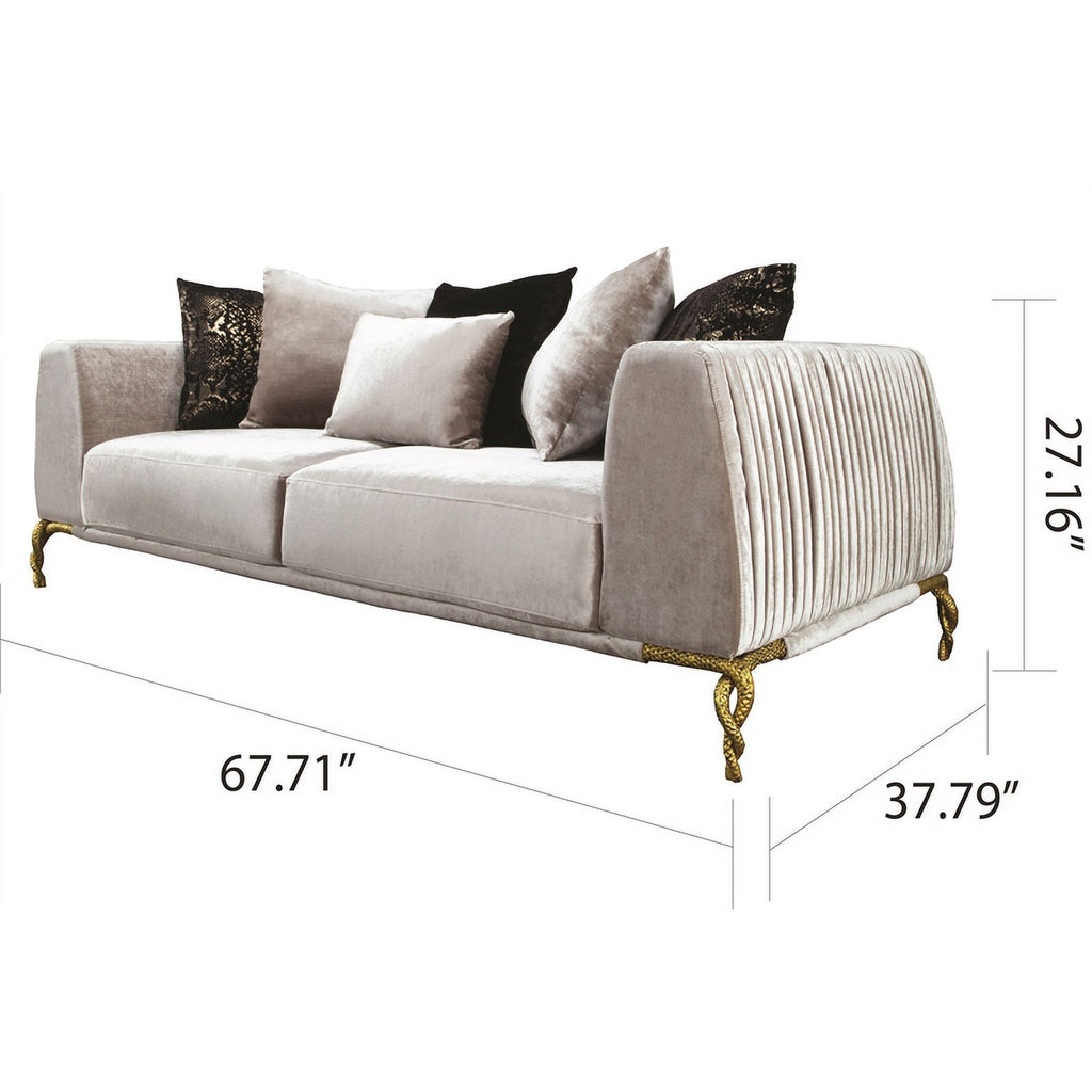 Ivory and Black Upholstered 3 PC Sofa Set N601