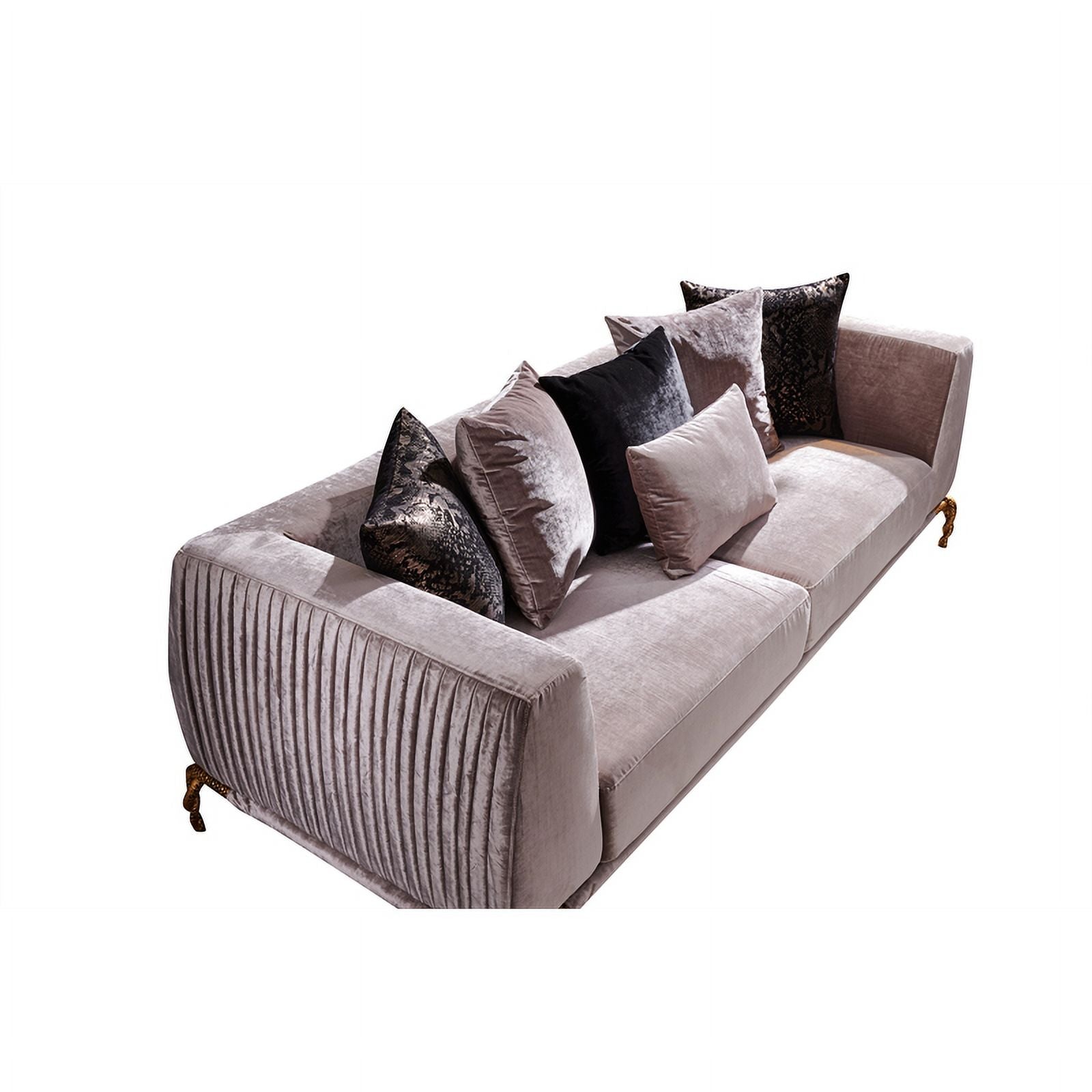 Ivory Velvet 2PC Living Room Set with Wood Q70114