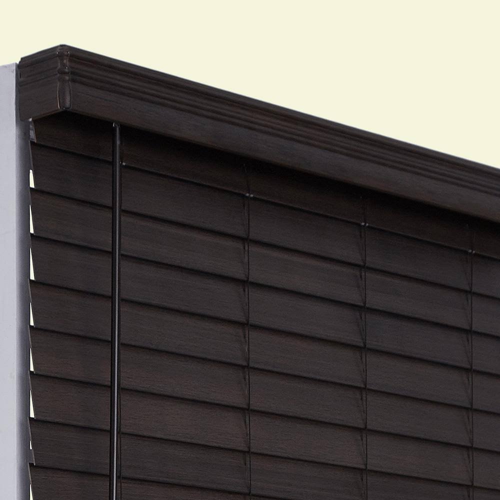 Brown Oak Cordless 2.5 in. Distressed Faux Wood Blind C25526