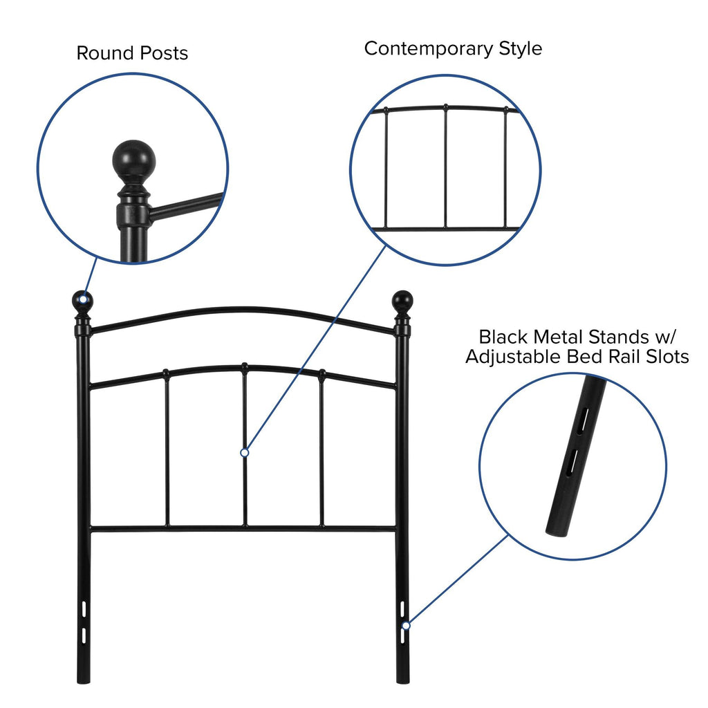 Black Metal Twin Size Headboard H739354