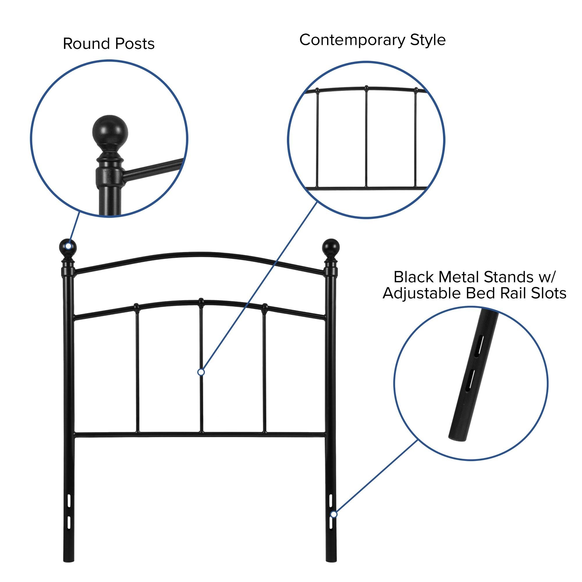 Black Metal Twin Size Headboard H739354