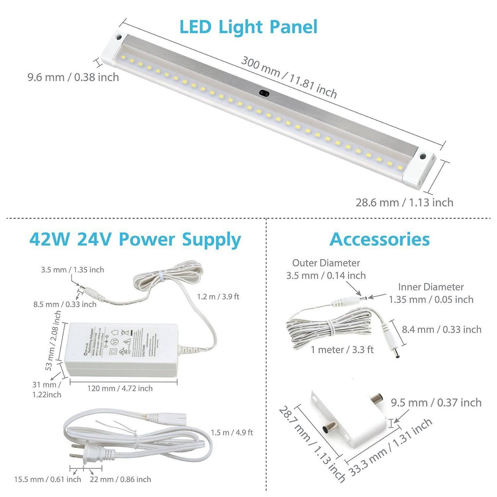 White Finish 12 Panels 12 inch LED Dimmable Under Cabinet Lighting Kit T847332
