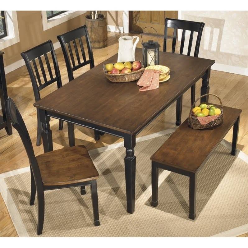 6 Piece Dining Set with Bench in Black and Brown A947