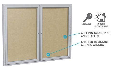 1 Door Enclosed Vinyl Bulletin Board Satin Frame 36x22H x 30x22W Caramel N467