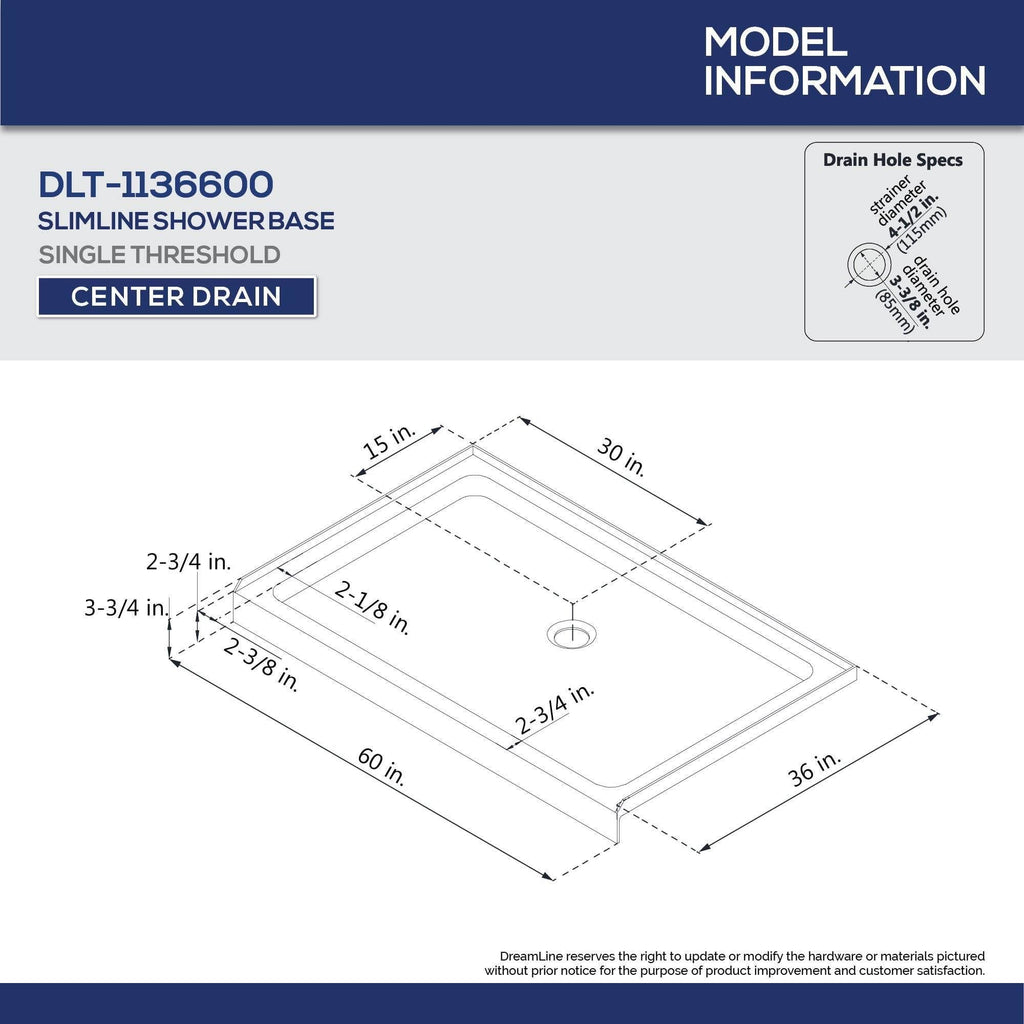 Sliding Shower Door and Shower Base Center Drain T994618