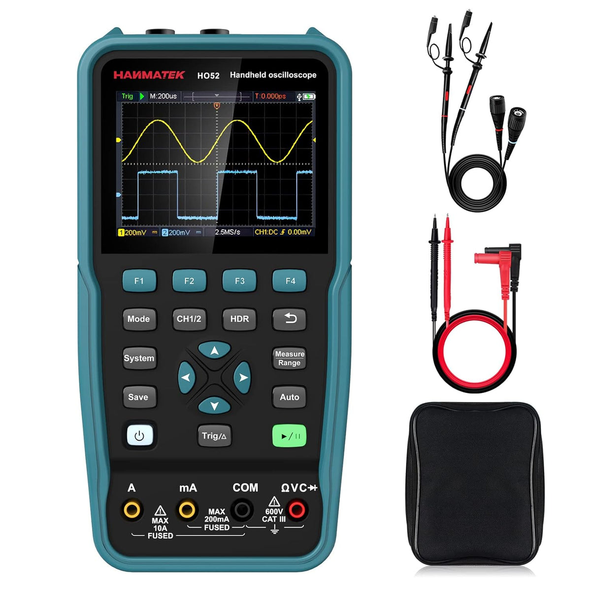 Handheld Digital Oscilloscope 50Mhz Bandwidth 2 Channels with Multimeter A237