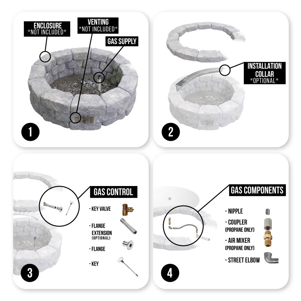 Round 24-Inch Natural Gas Fire Pit Burner Kit H365512
