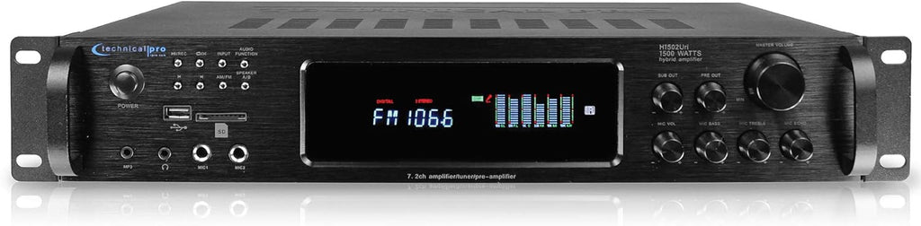 1500 Watt Bluetooth Hybrid Amplifier with USB and SD Inputs, Pack of 2 E828480
