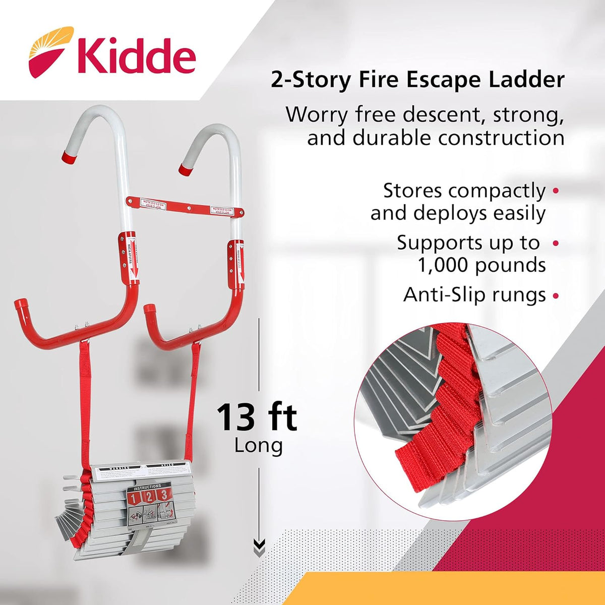 13-Foot Anti-Slip Rope Ladder Pack of 2 T418