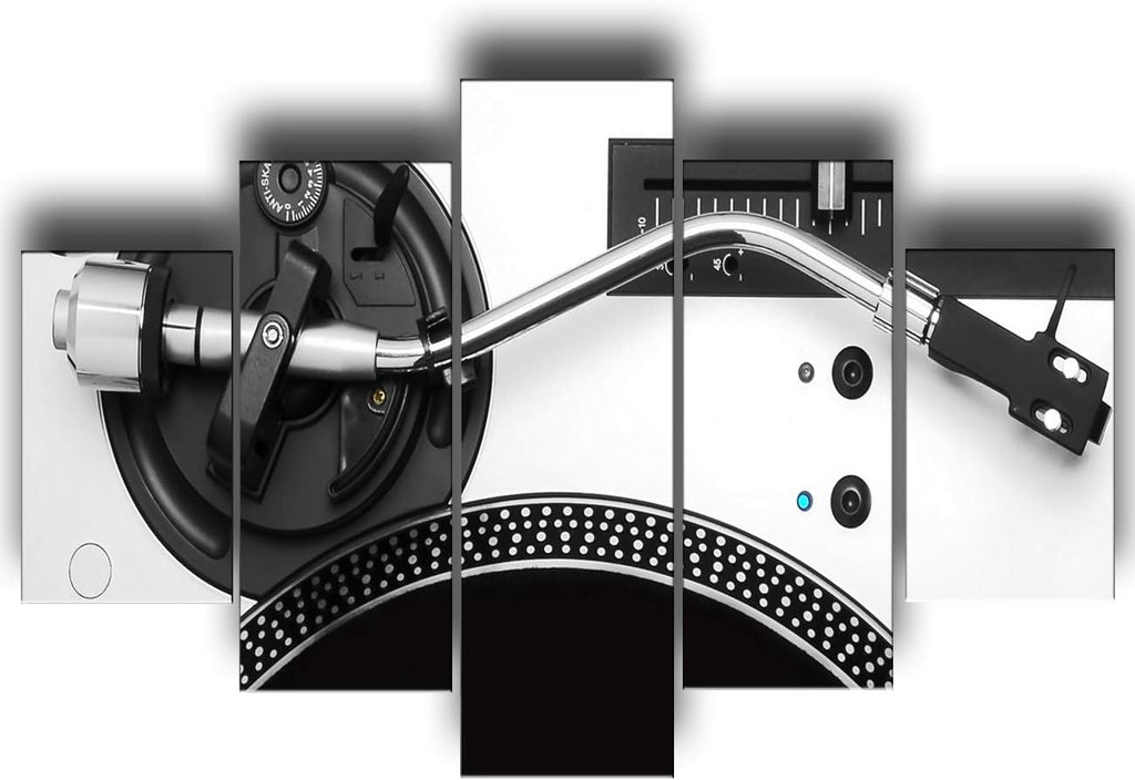 Black and White 5 Piece Canvas Wall Art Turntables Paintings E6524