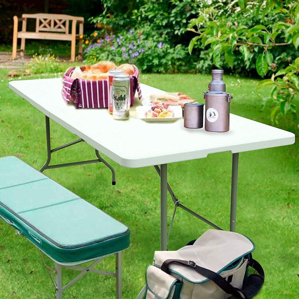 White 4ft Folding Plastic Dining Table with Handle B37622