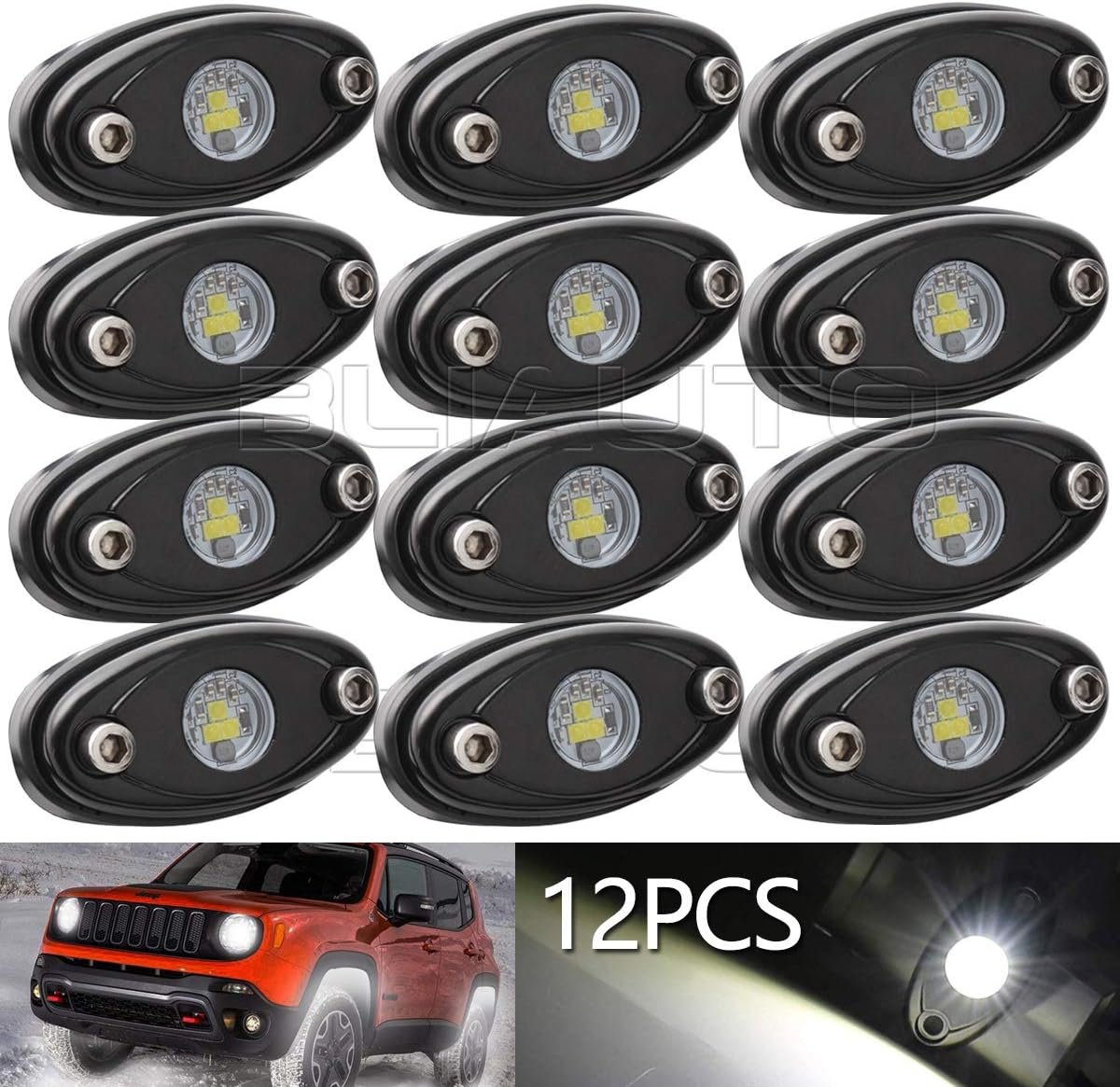 White 12PCS LED Rock Lights H301063