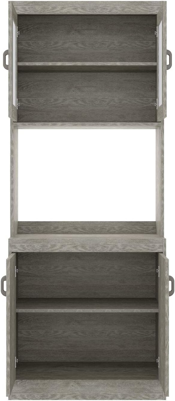 Microwave Cabinet with Double Doors and Glass Doors with Shelf S89472