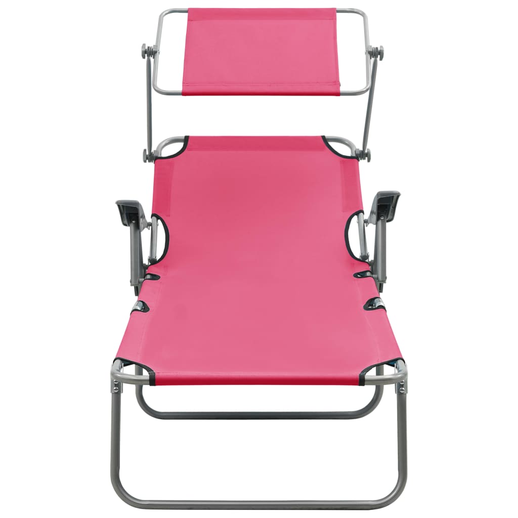 Pink Steel Sun Lounger with Canopy W631777
