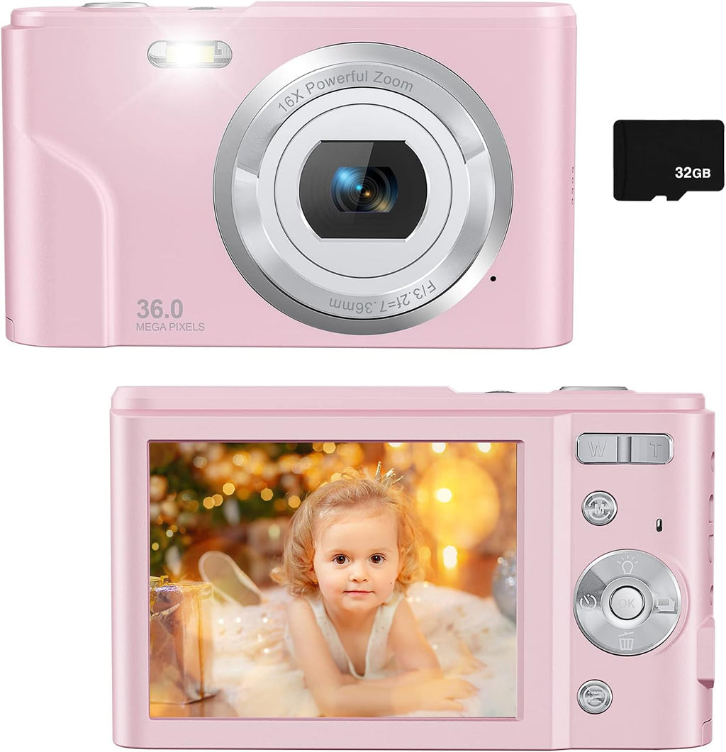 36MP Full HD 1080P Rechargeable Children's Camera with 32GB SD Card (Purple) S326062