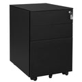 Black Steel 3 Drawer Mobile File Cabinet with Lock I5206