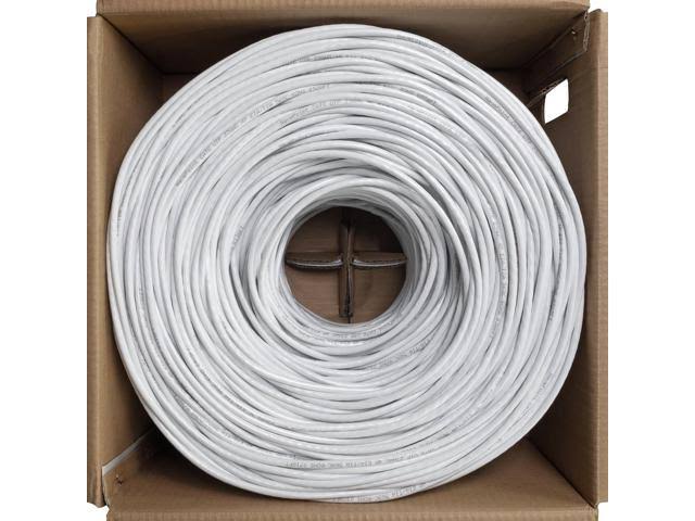 Cat6 1000ft CCA UTP Solid 23AWG White 550MHz Bulk Ethernet Cable W846798