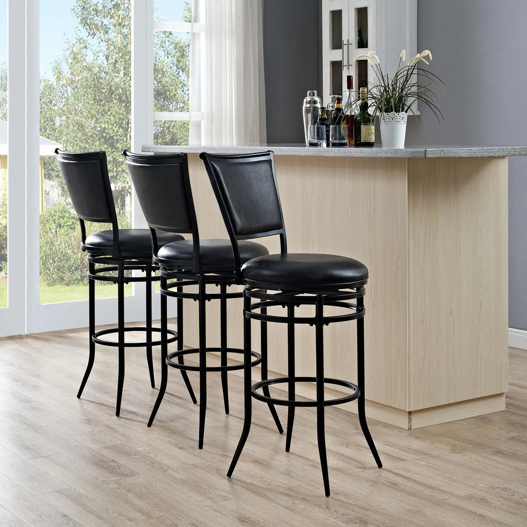 Black Faux Leather Swivel Bar Stool I483