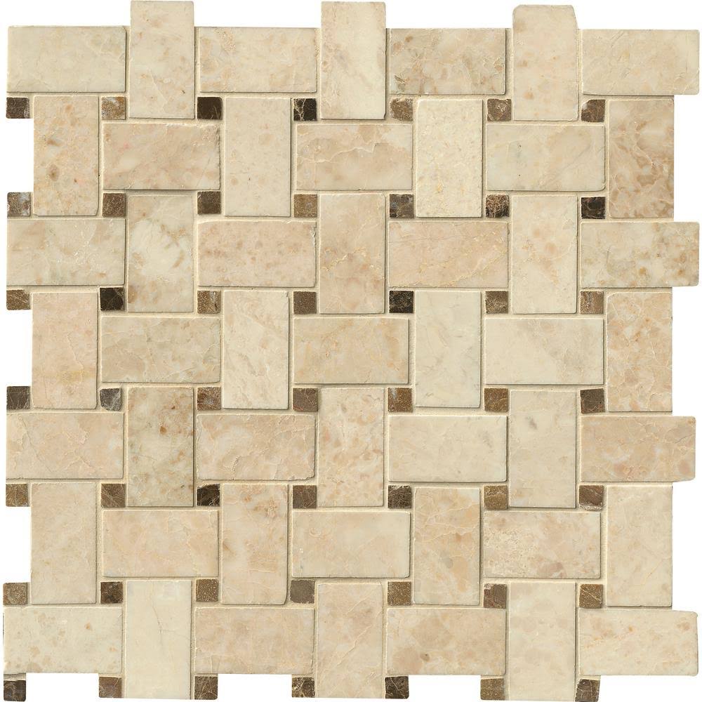 12 in. x 12 in. Polished Marble Mosaic Tile H53622