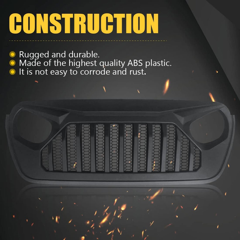 White Black Front Grill Cover with Mesh for Jeep Wrangler P28776