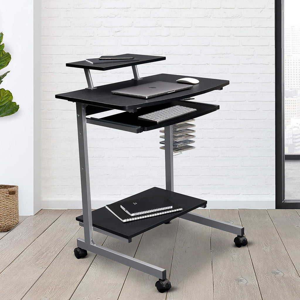 Compact Computer Cart with Storage, Espresso Pack of 2 R18276