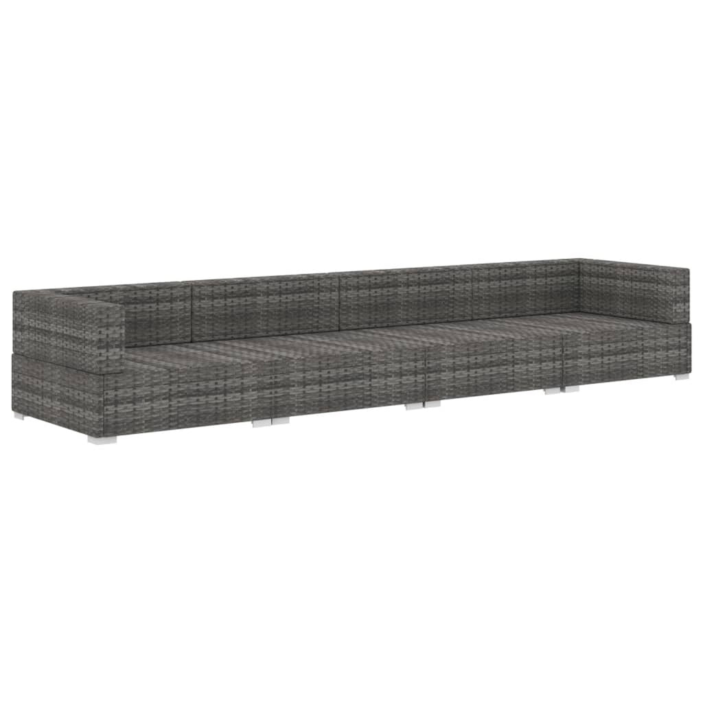 4 Piece Patio Sofa Set with Cushions Gray Poly Rattan R666