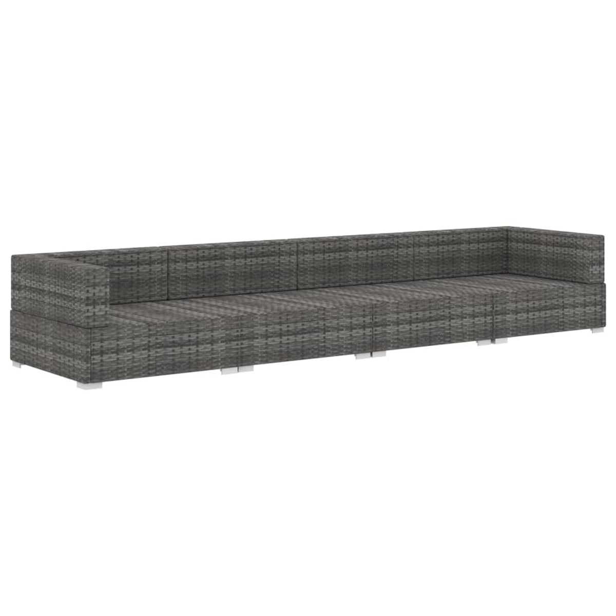 4 Piece Patio Sofa Set with Cushions Gray Poly Rattan R666
