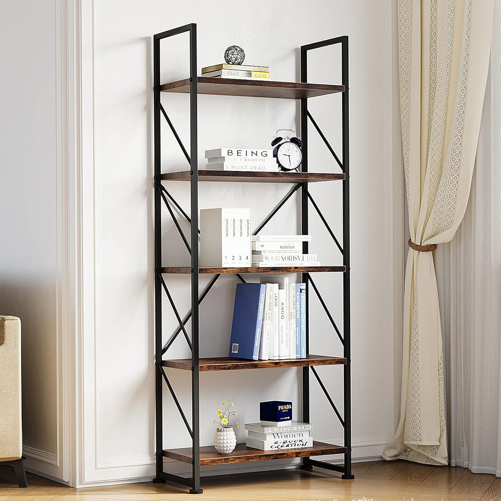 5 Tiers White Bookshelf E578