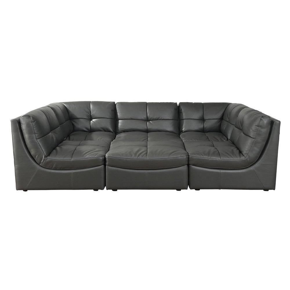 Grey Leather Ottoman E203