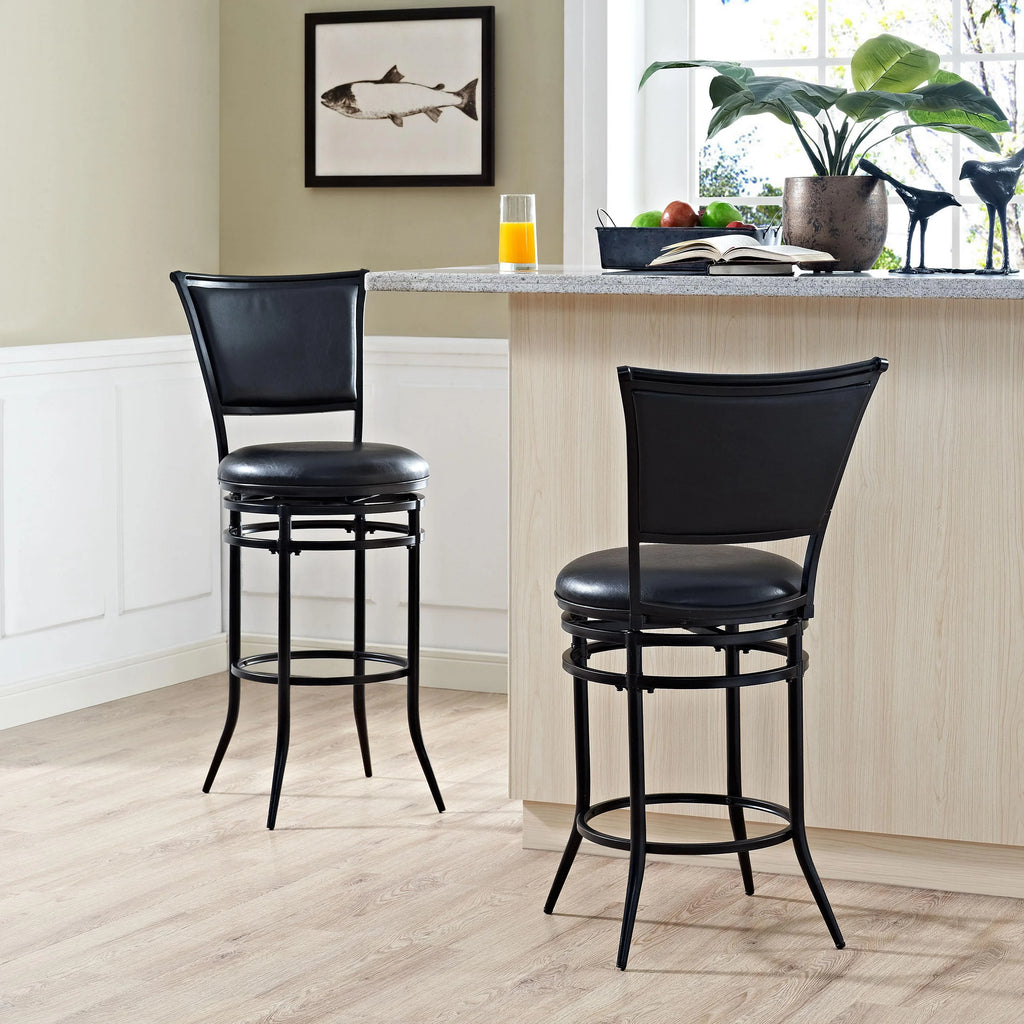 Black Faux Leather Swivel Bar Stool I483