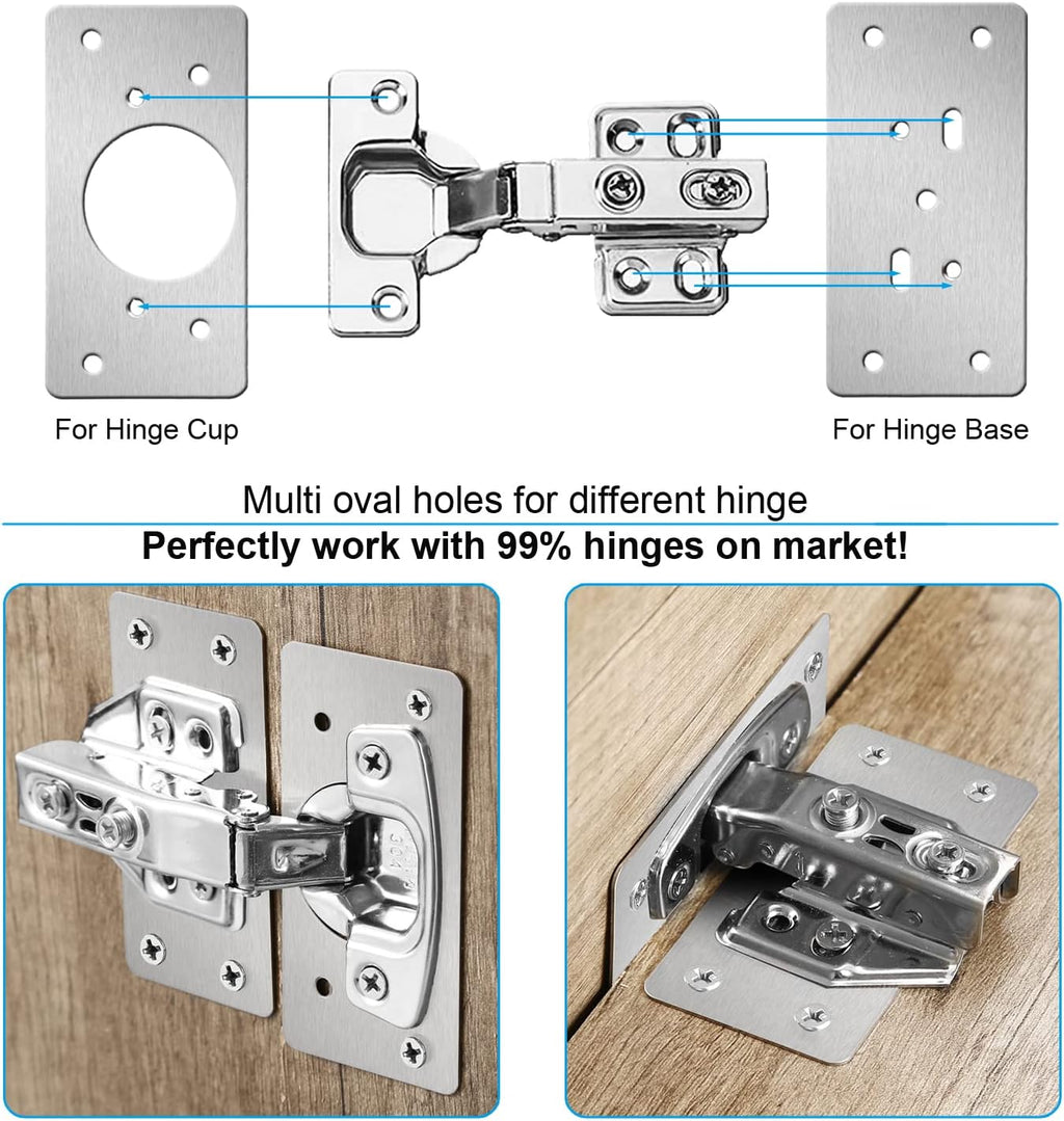 12-Pack Stainless Steel Cabinet Hinge Repair Kit with Mounting Screws A5175
