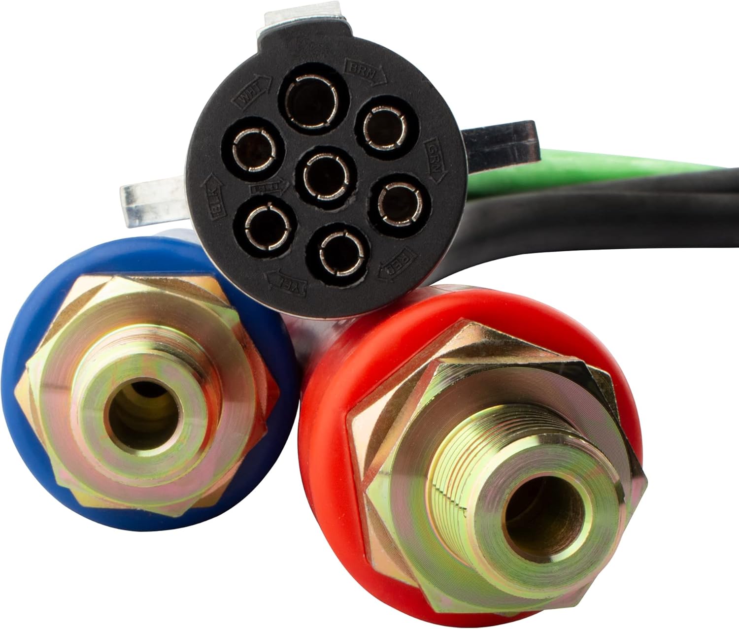 15 Ft 3 in 1 ABS & Air Power Line Hose Wrap 7 Way Electrical Cable with Handle Grip & Gladhands for Semi Truck Trailer Tractor Z9537