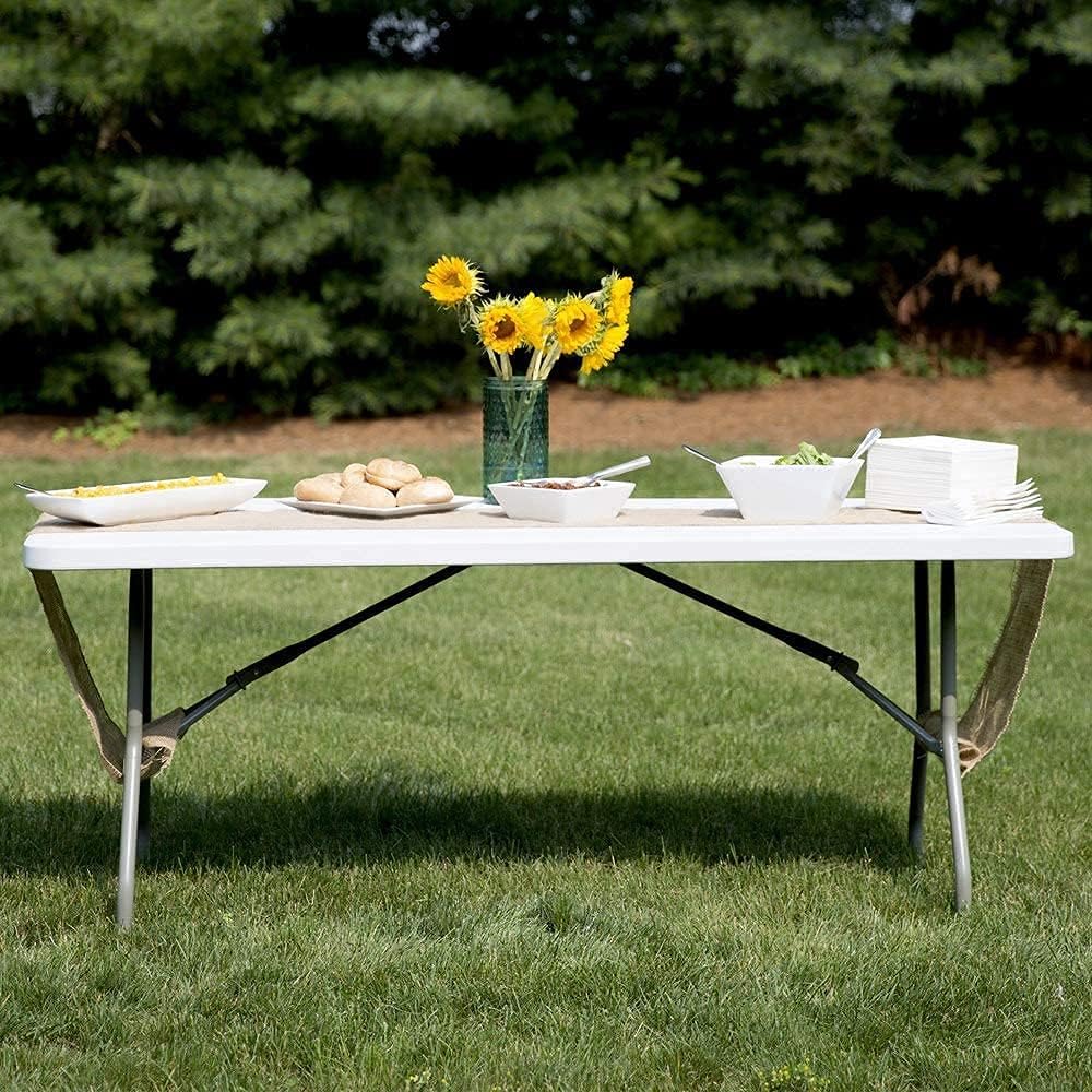 White 4ft Folding Plastic Dining Table with Handle B37622