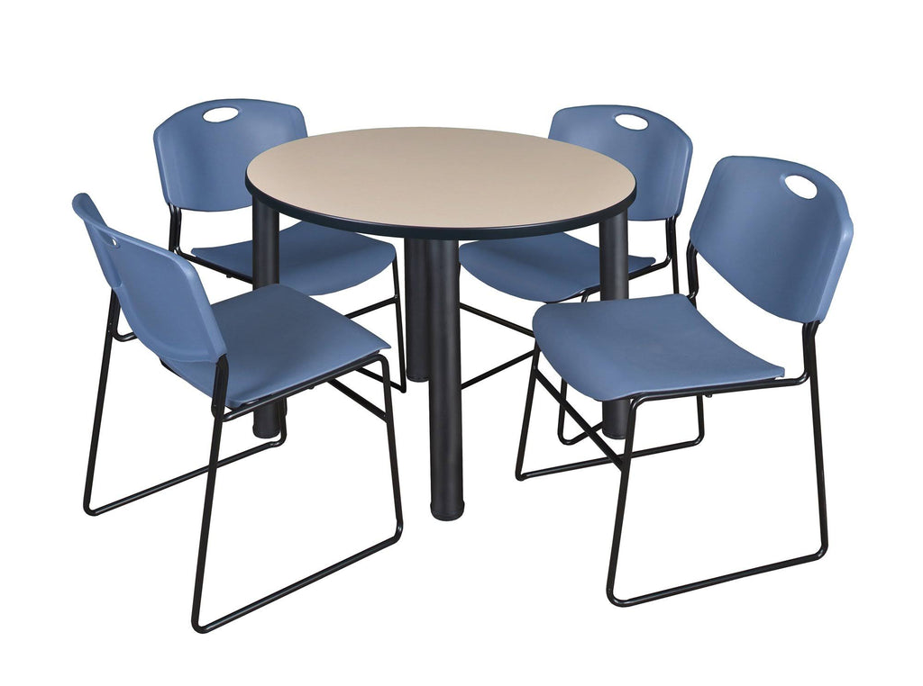 Round Breakroom Table with 4 Stack Chairs P6097