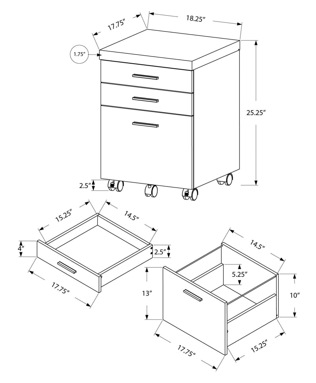 3 Drawer Particle Board and MDF Filing Cabinet Q1983