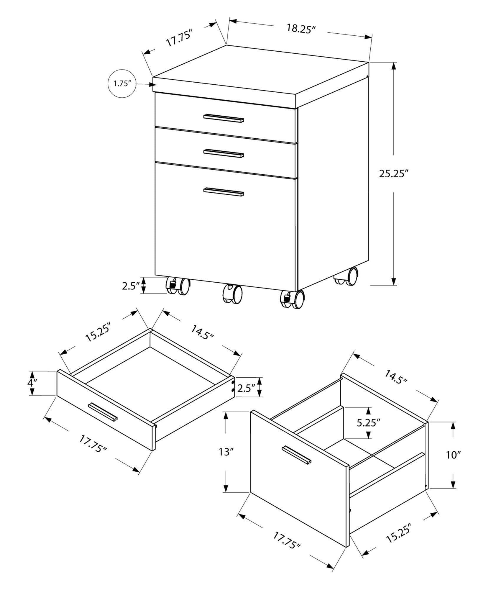 3 Drawer Particle Board and MDF Filing Cabinet Q1983