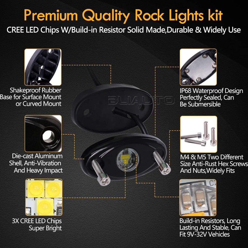 White 12PCS LED Rock Lights H301063