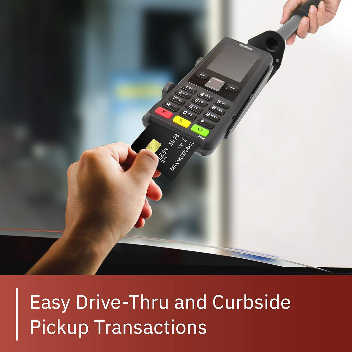 Black Drive-Thru Handheld Mount for Verifone P200 PIN Pad V9031