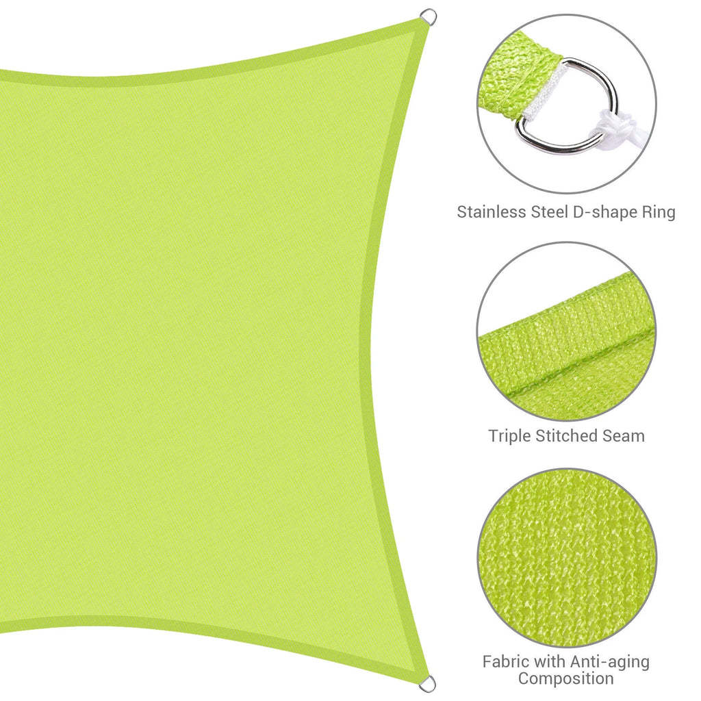 Apple Green 12x12Ft 97% UV Block Square Sun Shade Sail D73211