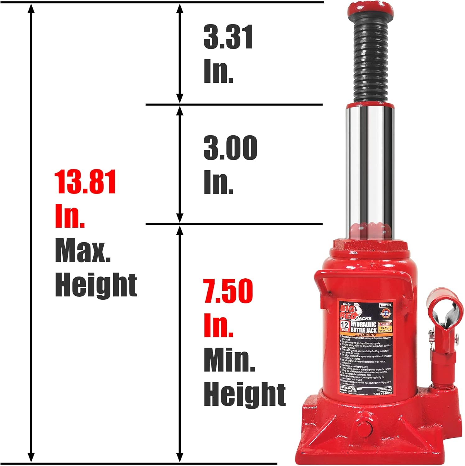 20 Ton Hydraulic Bottle Jack, Red, Pack of 2 G670
