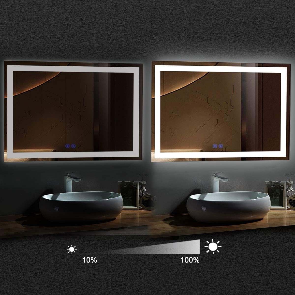 LED Bathroom Mirror with Dimmable Lights, Anti-Fog Wall Mounted Vanity Mirror P8622