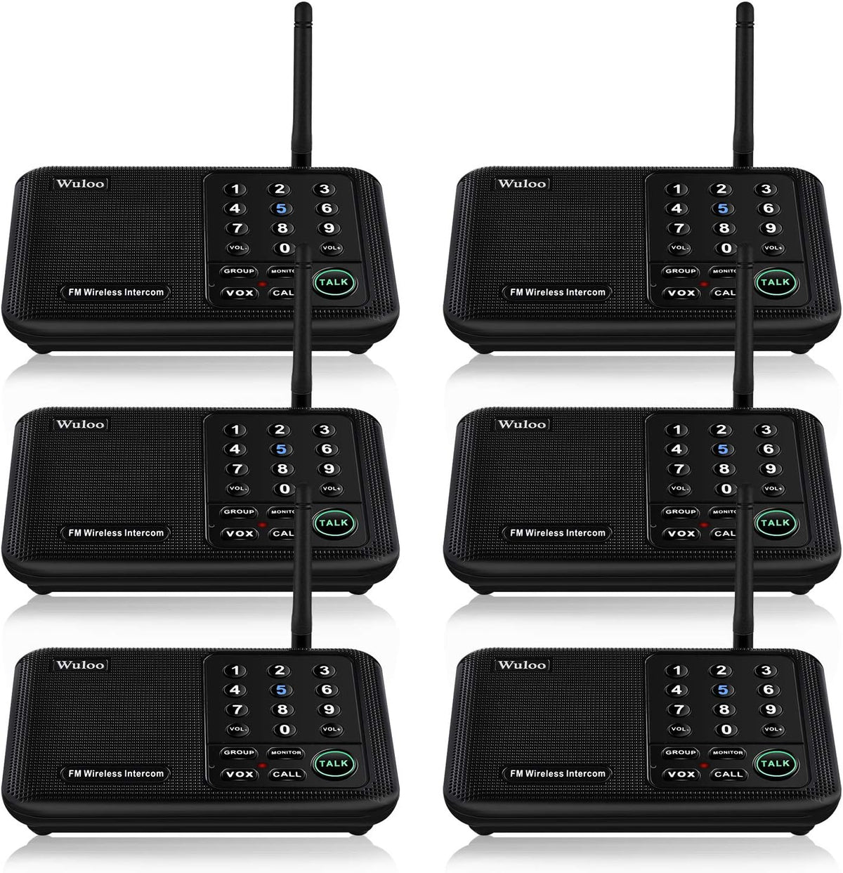 Black 6 Pack Wireless Intercom System K475