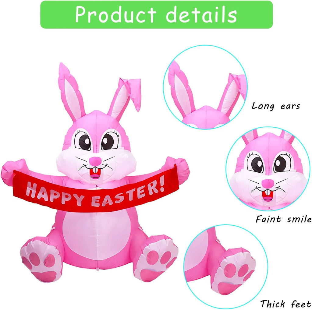 Easter Inflatable Bunny Yard Decorations with LED Lights U566669
