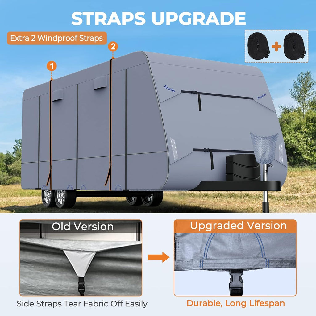 Waterproof Travel Trailer RV Cover with 4 Gutter Spout Covers N58702